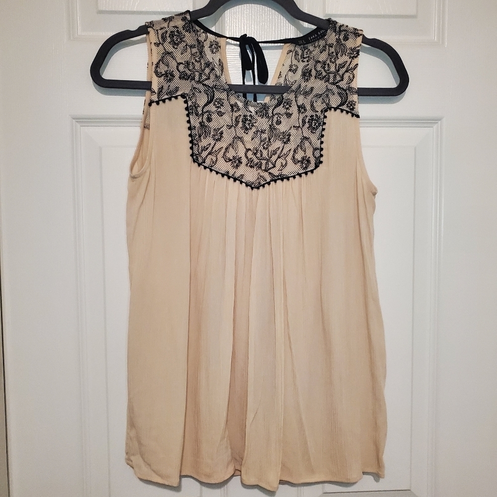 Zara Sleeveless Blouse Sz S Lace